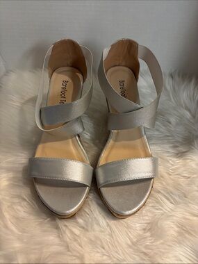 long tall sally Metallic Silver Strappy Wedge Sandals